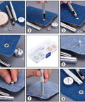 1/4 Inch Grommet Tool Kit With 100 Grommets And Punch Set for Fabric Leather Canvas; step-by-step installation process
