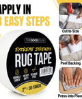 Packaging of No Slip Double Sided Rug Tape 2 Inch By 30 Yard For Securing Area Rugs On Carpet Hardwood And Laminate Floors