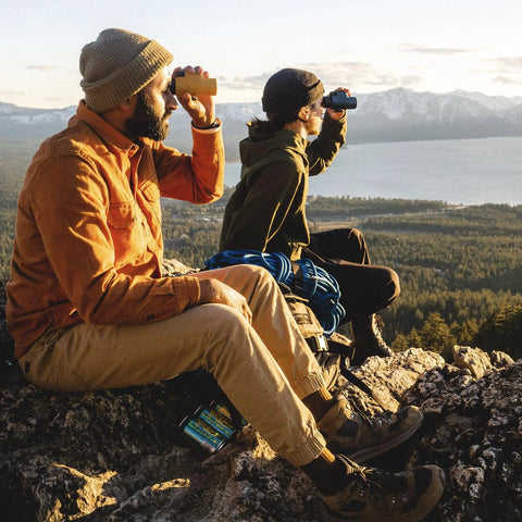 Two hikers use Zoom Tube 8x32 Monocular for Bird Watching and Backpacking, Ultra Portable Pocket Sized Scope with Lightweight Build, Fully Multi Coated Optics and Bak4 Prism, Ideal for Hiking, Wildlife, Travel and Nature Lovers.