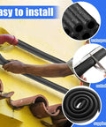 Installation of 8 Pack Three Quarter Inch Foam Pipe Insulation Tubes With Self Adhesive Pre Slit Covers Polyethylene on outdoor pipe