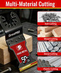 Game Changing TiCN Carbide Oscillating Saw Blades 3 Pack for multi-material cutting of nail, wood, metal, and plastic.