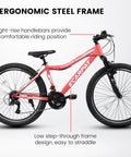 24 Inch Female Mountain Bike With Dual V Brakes 21 Speed Shifter High Carbon Frame And Front Suspension Fork Ride Ready Women’s Sport Bicycle