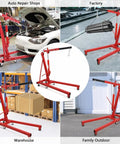 Heavy Duty Engine Hoist Leveler And Foldable Hydraulic Cherry Picker Crane built tough for serious garage jobs in various settings.