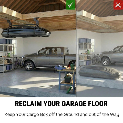Garage Ceiling Cargo Hoist With Metal Pulley System Capable Of Holding 150 Lbs 5.5 Inch Low Profile Storage Lift