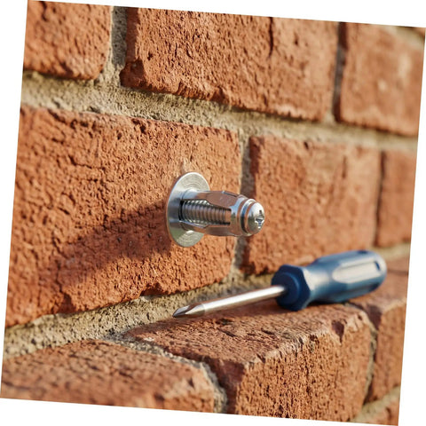 Petal Jack Nuts Expansion Kit 35pcs M4 M5 M6 For Hollow Wall And Plasterboard Easy Install Metal Petal Nuts, installed in brick wall