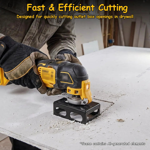 2-Pack Square Slot Cutter Set for Oscillating Multi-Tool cutting drywall outlet box openings, heavy-duty, precise edges.