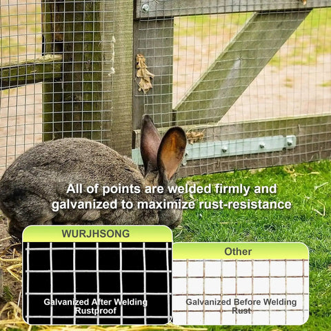 Heavy Duty Hot Dipped Galvanized Wire Mesh Roll 4 By 20 Feet Half Inch Hardware Cloth with rabbit near welded fence.