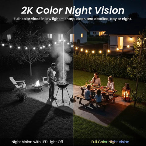 Comparison of night vision with and without 100 Percent Wireless Solar Powered Outdoor Security Cameras With 2K Color Night Vision