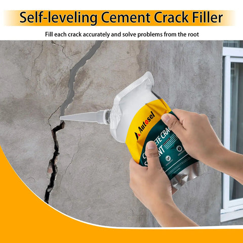 Self Leveling Concrete Crack Filler For Driveways And Roofs DIY Friendly Quick Drying Cement Crack Repair Sealant shown in use on wall crack