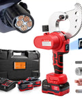 Crafthydro 21V Cordless Battery Electric Ratcheting Cable Cutter with accessories, cutting copper cables and aluminum wires.