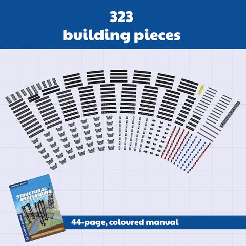 Structural Engineering Kit For Bridges And Skyscrapers: Build Twenty Cool Models With Over Two Hundred Eighty Five Pieces, manual