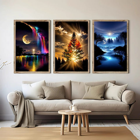 Six Pack Diamond Art Kits For Adults Landscape 5D Diamond Painting Set For Beginners Full Drill Round Gems DIY Home Wall Decor