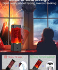 USB Powered Volcano Night Light For Kids And Adults with silicone seal, showing leak-proof and tilt-proof design.