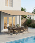 12x10 Lean-To Gazebo Pergola With Weatherproof Canopy, Wall-Mounted Galvanized Steel Frame Shelter by a poolside