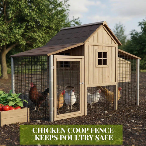Heavy Duty Galvanized Welded Wire Fence Roll 24 By 50 Feet 2X4 Inch Steel Mesh For Livestock Pens and Backyard Garden Plot in chicken coop.