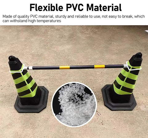 Built Like A Tank Retractable Traffic Cone Barriers With Snap Lock Posts For Parking Lots And Job Sites Heavy Duty Plastic warning markers made from flexible PVC.