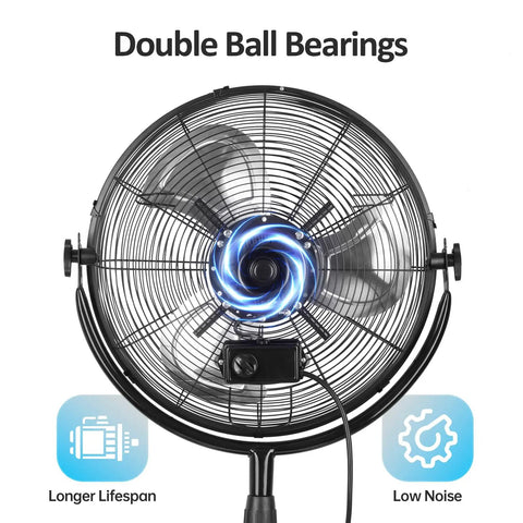 Beefy 20 Inch High Velocity Pedestal Fan With Adjustable Height And Tilt For Industrial And Home Use Metal Standing Fan front view