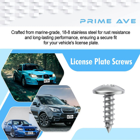 Stainless Steel License Plate Screws Set Eight Pack For Front And Rear Plates Rattle Proof And Rustproof Hardware With Subaru Cars