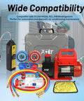 Vacuum Pump And Gauge Set Pro Grade With 4.5 CFM Rating 3 Way Aluminum Manifold Gauge Leak Detector And PVC Storage Case for R134A R410A R22 R404A Refrigerants And Home AC Maintenance