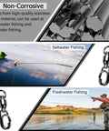Heavy Duty Snap Swivels For Saltwater And Freshwater Fishing With Ball Bearing Action, Stainless Steel Construction, Split Rings, Nickel Finish, 25 Pack, 30 Lb Load, Smooth Rotations, Durable, Tangle Free, stainless steel swivel close-up