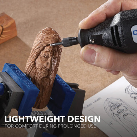 Two Speed Corded Rotary Tool Kit With 15 Accessories carving wood figurine detail, lightweight design for comfort