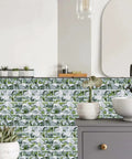 Peel And Stick Subway Tile Backsplash Kit 10 Sheets 13x12 Ice Green Marble Look Kitchen Tiles DIY Friendly Easy Install