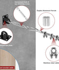 Indoor And Backyard Batting Cage Kit With Netting And Tension Wire Retractable Cable System with components detail