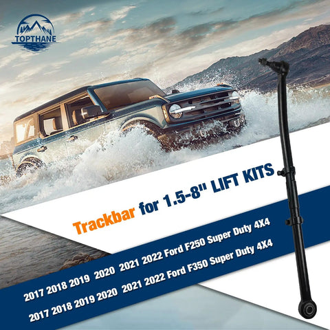 Beefed Up One And A Half To Eight Inch Lift Adjustable Front Track Bar For Ford F250 F350 4x4 Super Duty Forged Steel Suspension Upgrade Precision Machined Fit, black forged steel track bar for 1.5-8 inch lift kits