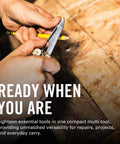 Hands using the Wave Plus Do-It-All 18-In-1 Full-Size Multi Tool For DIY Home Garden Outdoors with knife feature open.