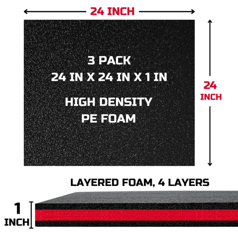 Bench Ready Tool Box Foam Organizer 24X24X1 Inch 3 Pack Kaizen Mats For Custom Tool Shadow Inserts In Heavy Cases And Drawers High Density Hdpe Cushioning
