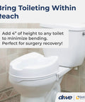 Raised Toilet Seat With Lock 4 Inch Height Heavy Duty Plastic Easy Clean No Tools Required Secure Locking Plate on toilet