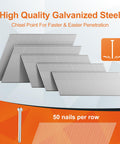 All In One 16 Gauge Finish Nails Kit With Twenty Degree Angled Galvanized 2000 Count Five Sizes displayed in rows