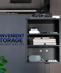 Clamp-On Under Desk Shelving Unit For Office Supplies, Gaming Devices, And More, Multi Level Desk Organizer, Black Finish.