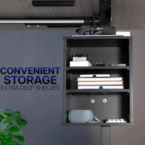 Clamp-On Under Desk Shelving Unit For Office Supplies, Gaming Devices, And More, Multi Level Desk Organizer, Black Finish.