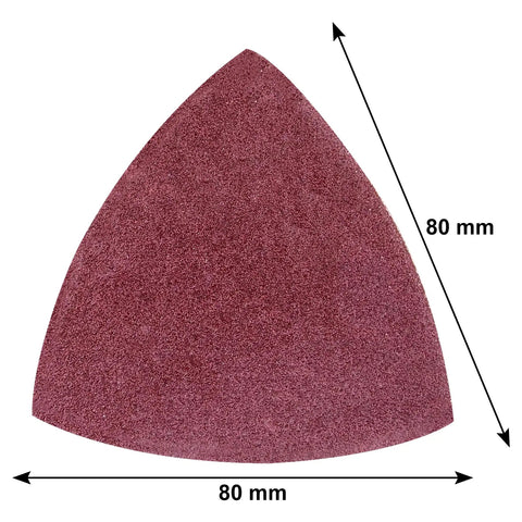 Triangle Sanding Pads Set For 3-1/8 Inch Oscillating Multi Tools, 100 Pcs, Hook And Loop, No Holes, 80X80X80MM Pad