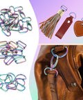 Dope Rainbow Bag Hardware Set Featuring Swivel Hooks D Rings And Tri Glide Buckles For DIY Crafts Purse Straps Dog Collars in vibrant multi-color.