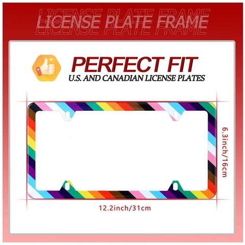 Pride Flag License Plate Frame For Cars Stainless Steel, Tough, Scratch-Resistant, Fits US/Canada Standard 4-Hole Mount