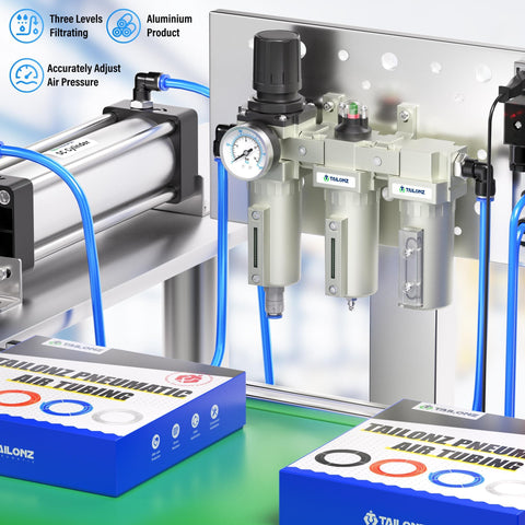 Industrial Air Drying System 0 To 240 PSI Half Inch NPT With Three Stage Filtration, control panel view, aluminum components.