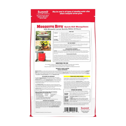 Kick Those Pesky Mosquitoes To The Curb With Premium Biological Bits For Yards And Garden Ponds Fast Acting Larvae Killer Delivers Epa Approved Bug Defense That Keeps Your Summer Chill Intact Inside A Practical Thirty Ounce Sealed Jar back of the package with instructions and usage details.