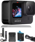 Waterproof Action Camera With Front LCD And Rear Touch Screens, 5K Ultra HD Video, 23.6MP Sensor shown with accessories