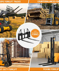 Premium Heavy Duty 45 Inch Tractor Pallet Forks Paired With Robust 50 Inch Forklift Blades in action on construction sites.