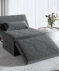 4 In 1 Sleeper Chair With Ottoman A Cozy Convertible Sofa Bed For Living Room Or Office 18 Level Adjustable Backrest Dark Grey