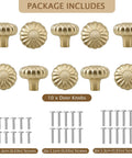 Image of 10 Pack Gold Cabinet Knobs Set Made From Solid Zinc Alloy Brushed Brass Hardware Pulls with screws included