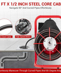 Heavy Duty Electric Drain Snake Machine With 75 Foot Steel Core Cable For Home And Shop Use To Knock Out Clogged Sinks Toilets And Sewer Lines Without The Fuss with a steel cable and high-speed motor.