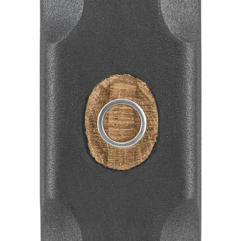 Close-up of 10 Lb Sledge Hammer With 36 Inch American Hickory Handle And Double Faced Forged Steel Head, handle attachment detail