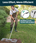 Man using Lawn Leveling Rake 30x10 Inch, Professional Grade Leveler Tool With Stainless Steel Handle for backyard lawn care