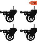 2 Inch M8 Threaded PU Swivel Casters Set Of 4 With Brakes For Standing Desks shown in a front view