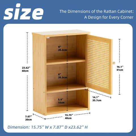 Rattan Bamboo Over The Toilet Wall Cabinet With Adjustable Inside Shelf And Open Lower Shelf Space Saver For Bathroom Kitchen Hallway Living Room Totally Great For Small Spaces And Daily Use