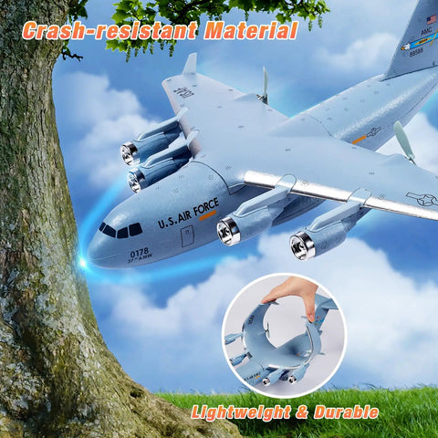 C17 Globemaster III RC Plane Ready To Fly 2.4 GHz Remote Control Aircraft with crash-resistant material near tree