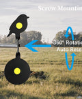Two Pack Steel Spinning Targets Auto Reset For BB Guns And Air Rifles With Bird Silhouettes And High Visibility Bullseyes